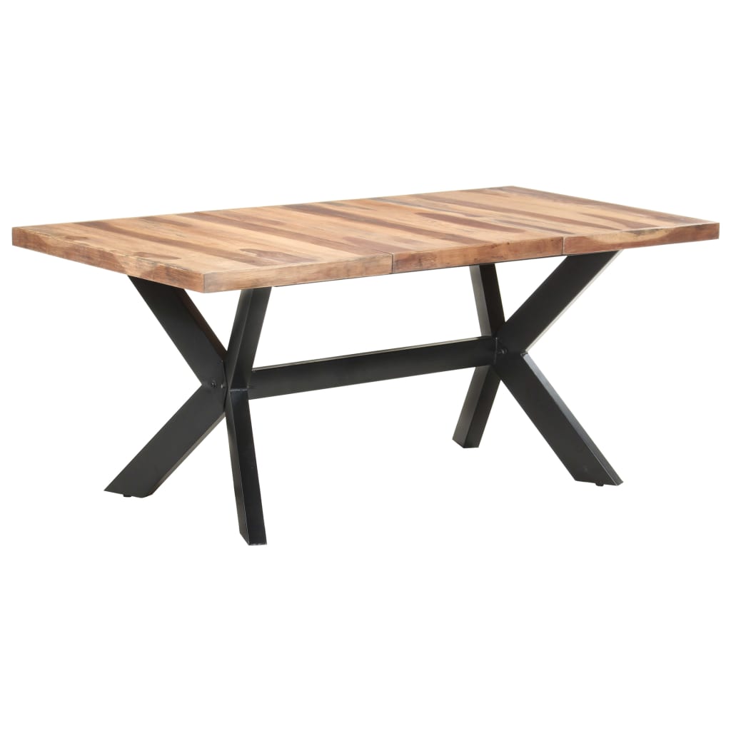 Eettafel 180x90x75 cm massief hout met honingkleurige afwerking – afbeelding 1