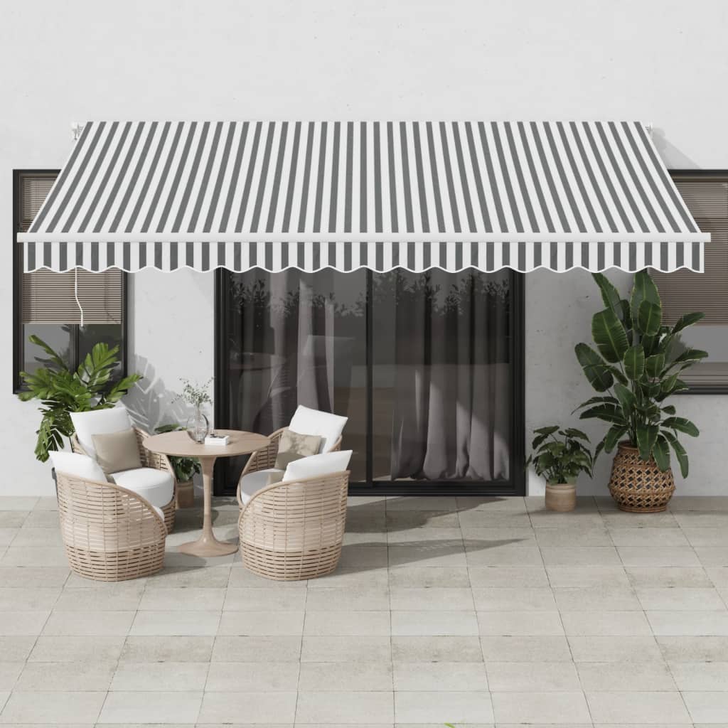Luifel automatisch uittrekbaar 450x350 cm antraciet en wit