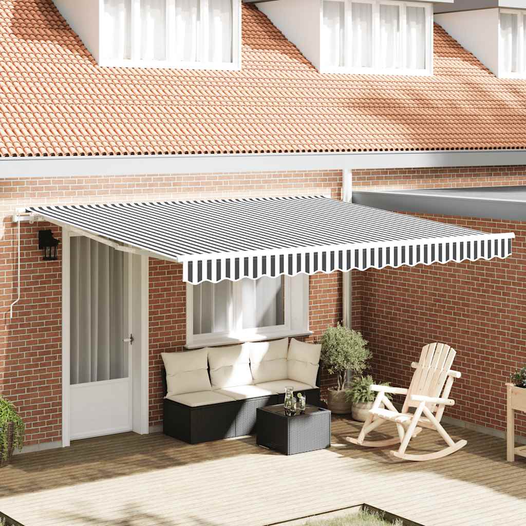 Luifel handmatig uittrekbaar 400x300 cm antraciet en wit