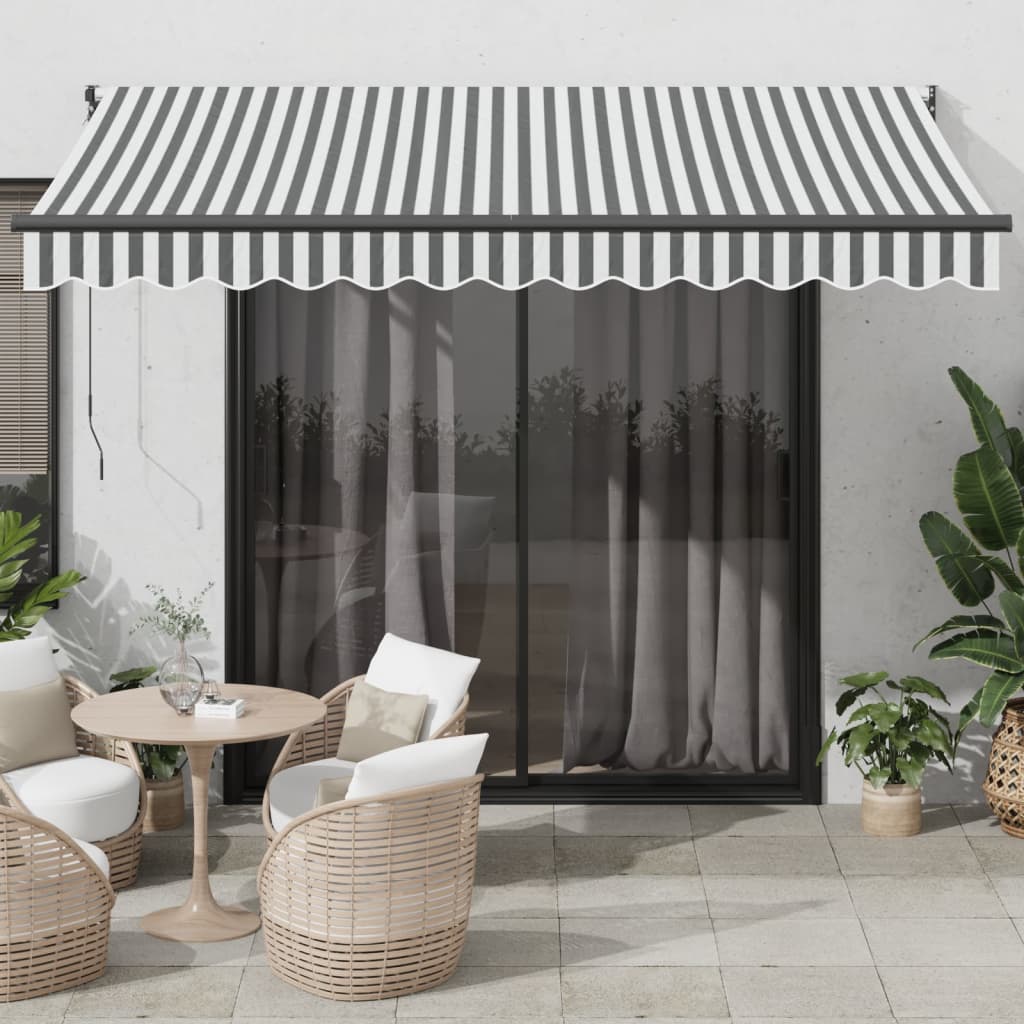 Luifel uittrekbaar 3,5x2,5 m stof en aluminium antraciet en wit