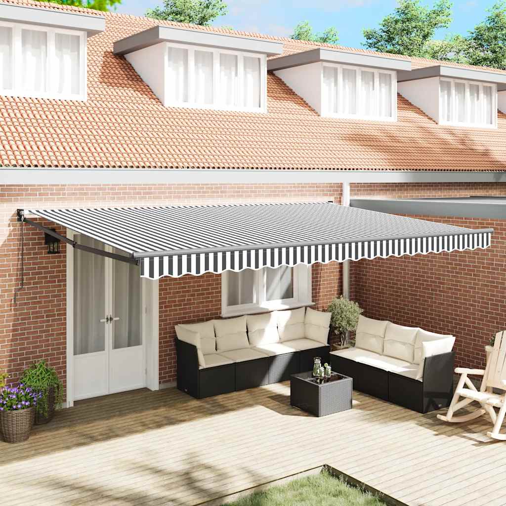 Luifel uittrekbaar 5x3 m stof en aluminium antraciet en wit