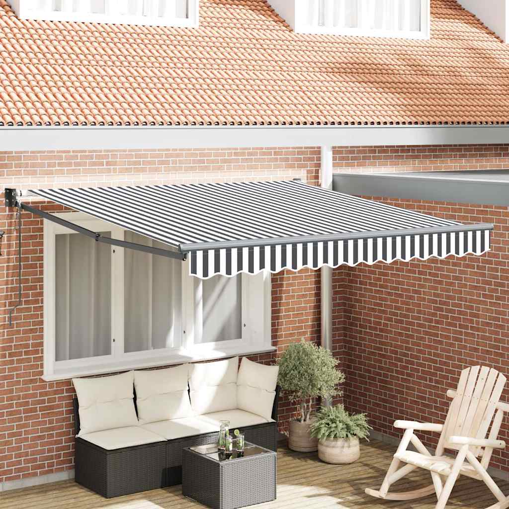 Luifel uittrekbaar 3x2,5 m stof en aluminium antraciet en wit