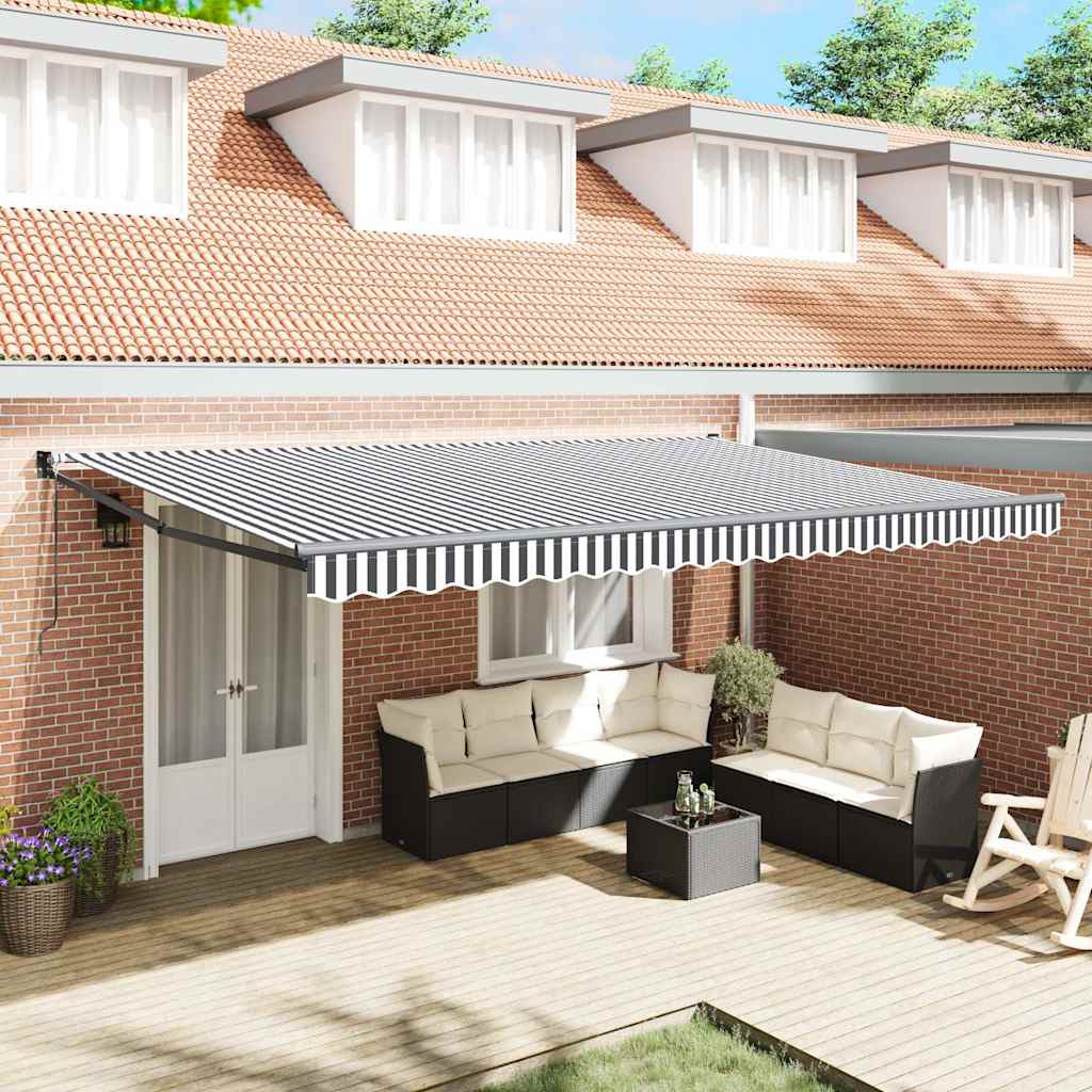 Luifel uittrekbaar 5x3 m stof en aluminium antraciet en wit