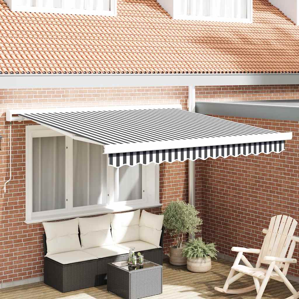 Luifel uittrekbaar 3x2,5 m stof en aluminium antraciet en wit