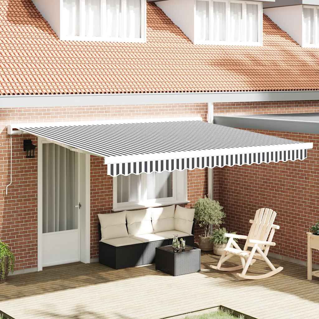 Luifel uittrekbaar 4x3 m stof en aluminium antraciet en wit