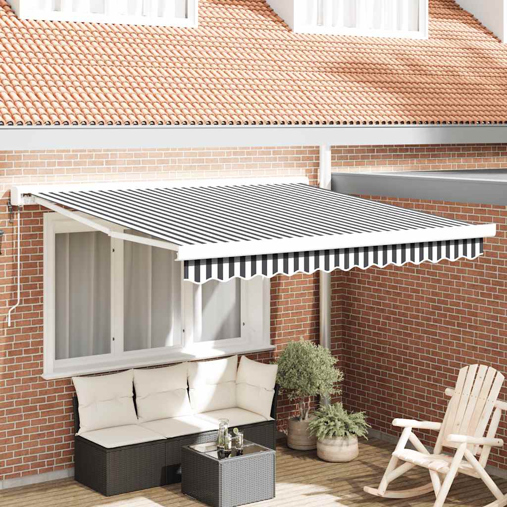 Luifel uittrekbaar 3x2,5 m stof en aluminium antraciet en wit