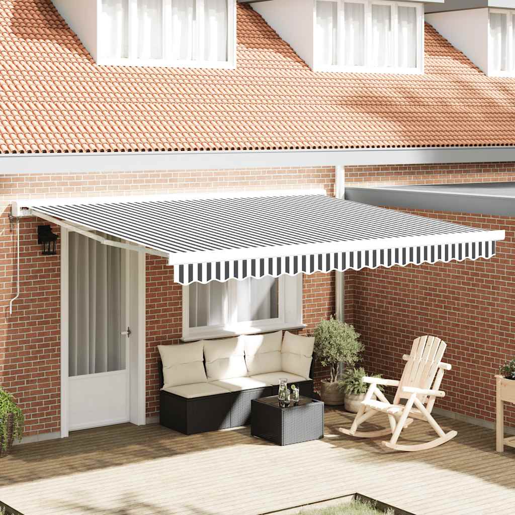 Luifel uittrekbaar 4x3 m stof en aluminium antraciet en wit