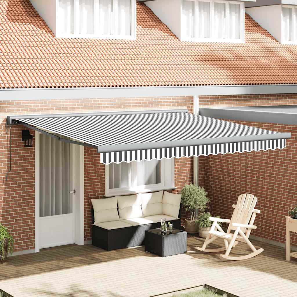 Luifel uittrekbaar 4x3 m stof en aluminium antraciet en wit
