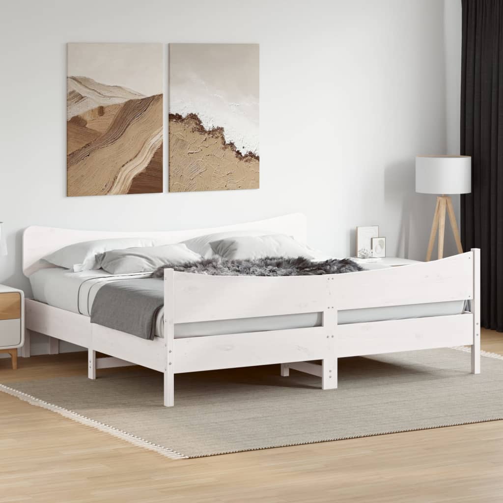 Bedframe zonder matras massief grenenhout wit 180x200 cm – afbeelding 1