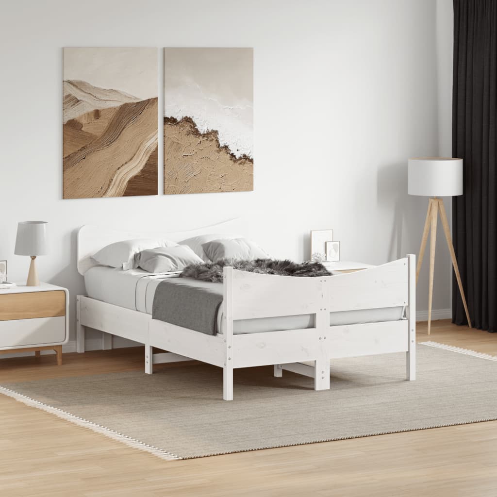 Bedframe zonder matras massief grenenhout wit 120x200 cm – afbeelding 1