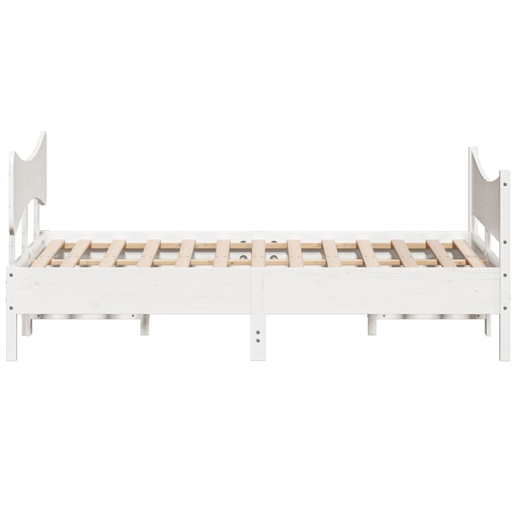 Bedframe zonder matras massief grenenhout wit 140x190 cm – afbeelding 5