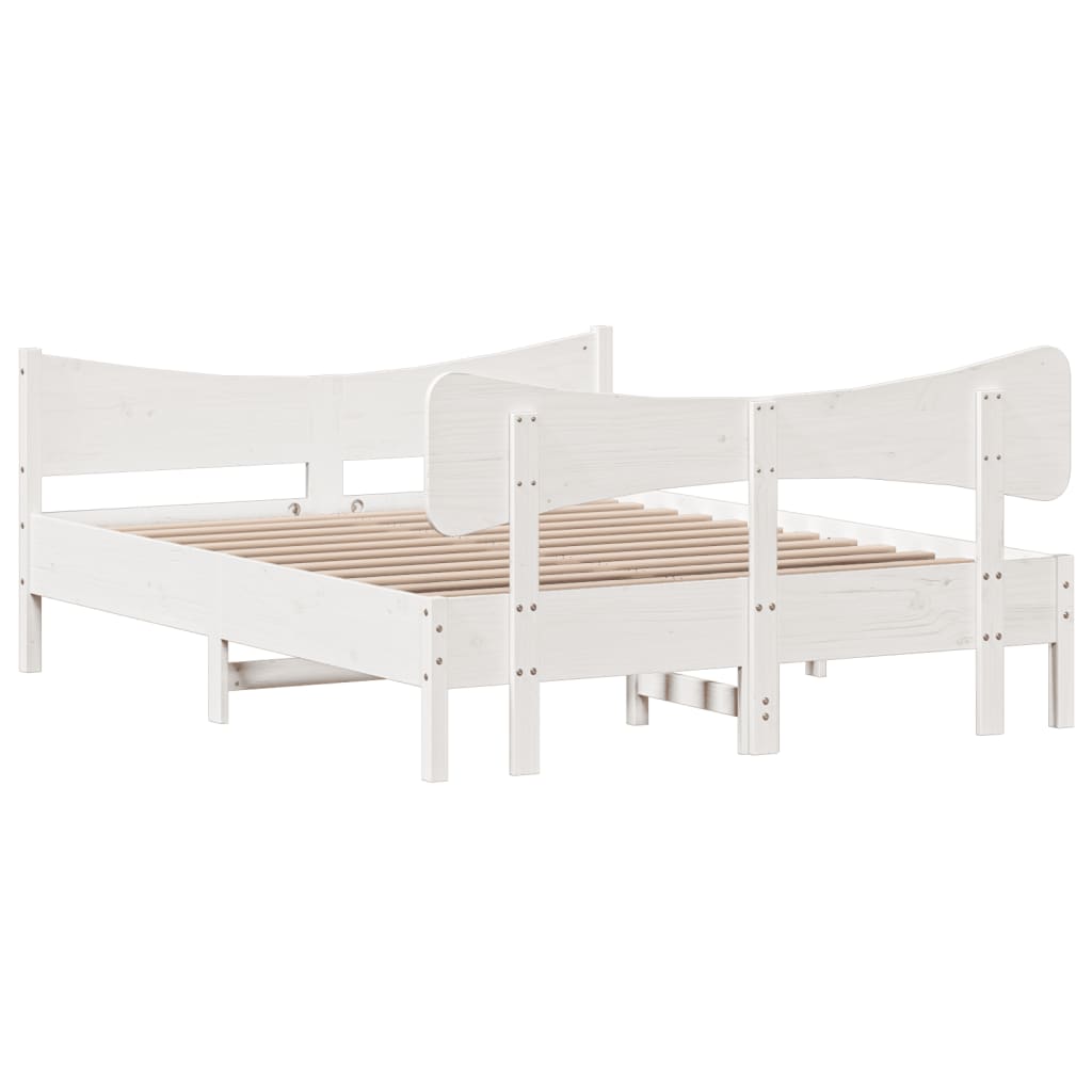 Bedframe zonder matras massief grenenhout wit 140x190 cm – afbeelding 6