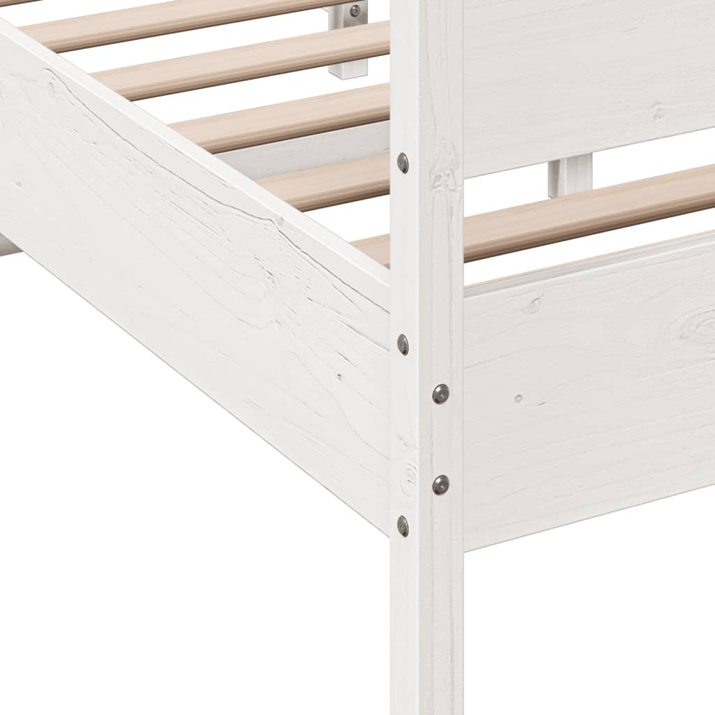 Bedframe zonder matras massief grenenhout wit 140x190 cm – afbeelding 7