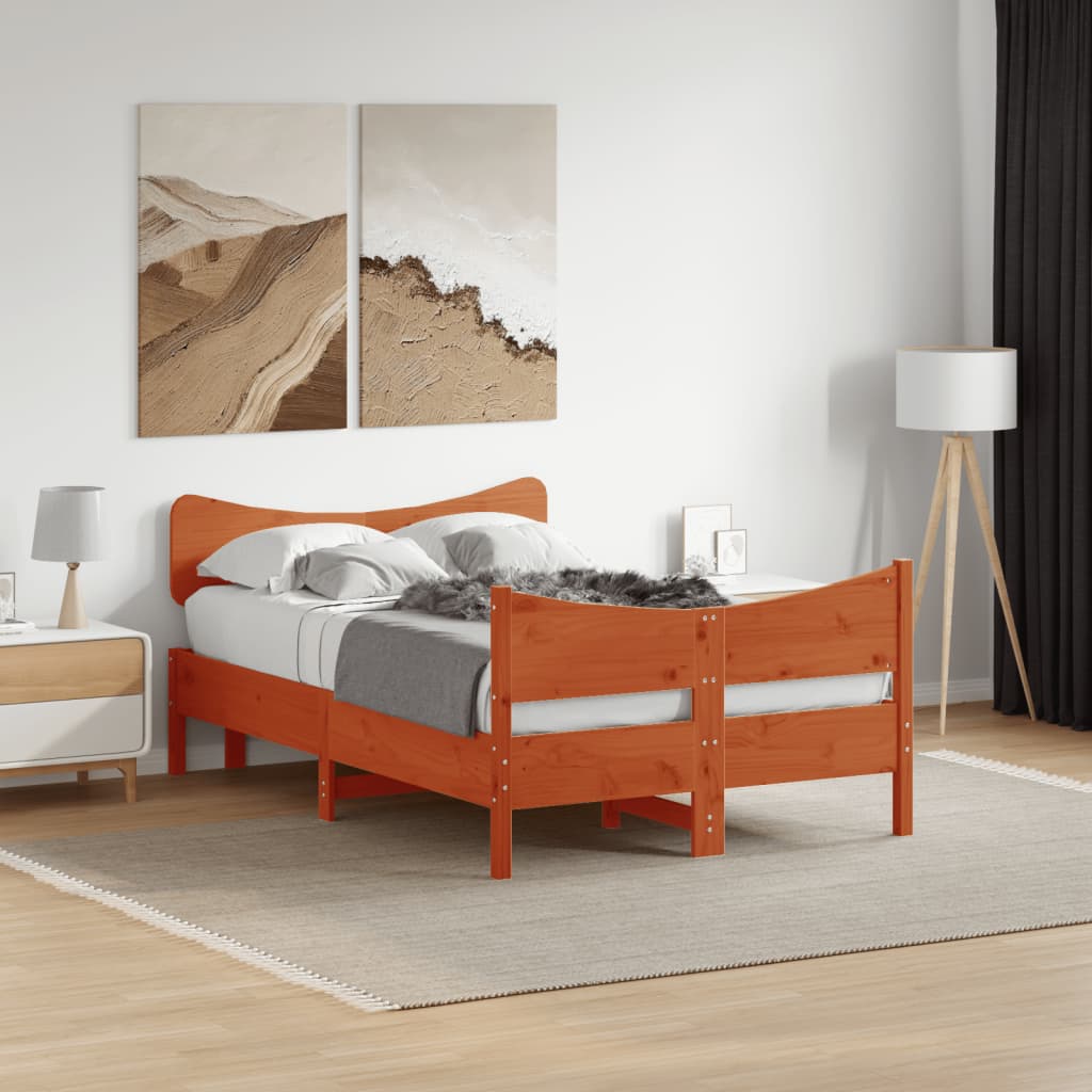 Bedframe zonder matras massief grenenhout wasbruin 120x190 cm – afbeelding 1