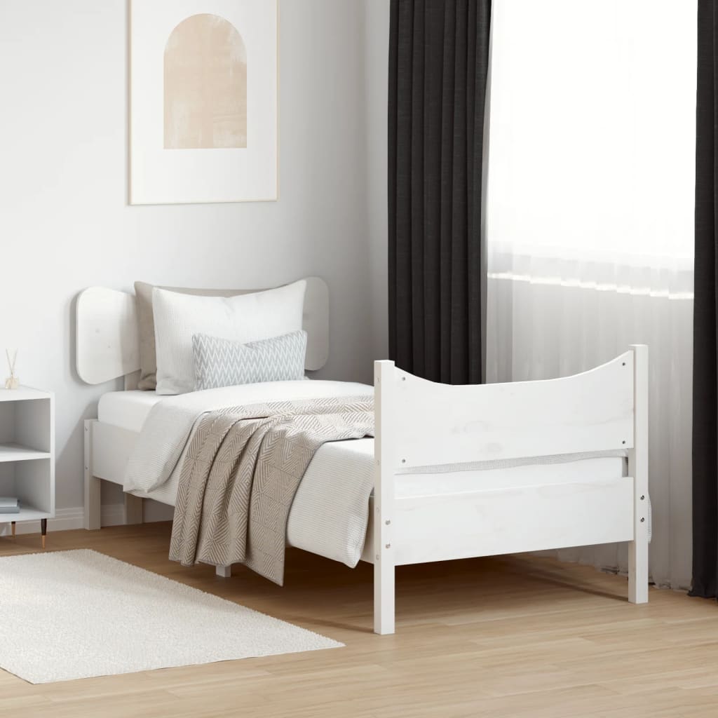 Bedframe zonder matras massief grenenhout wit 75x190 cm – afbeelding 1