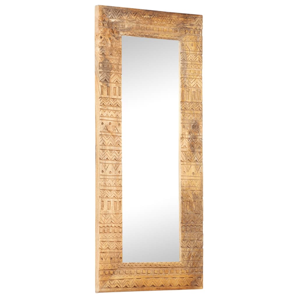 Spiegel handgesneden 110x50x2,5 cm massief mangohout – afbeelding 1