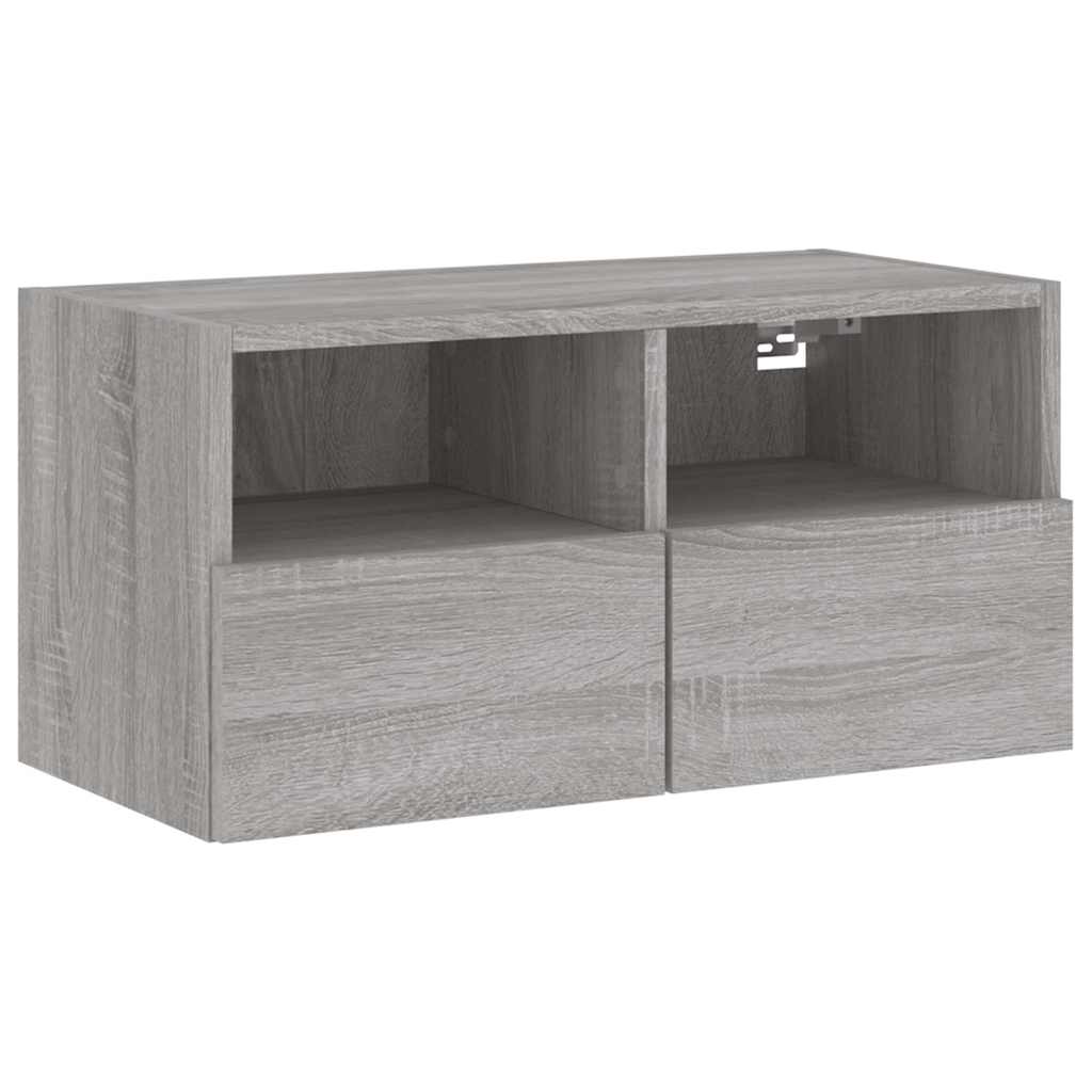 4-delige Tv-wandmeubelset bewerkt hout grijs sonoma – afbeelding 7