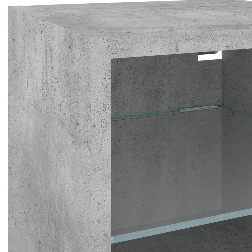 7-delige Tv-wandmeubelset met LED bewerkt hout betongrijs – afbeelding 9