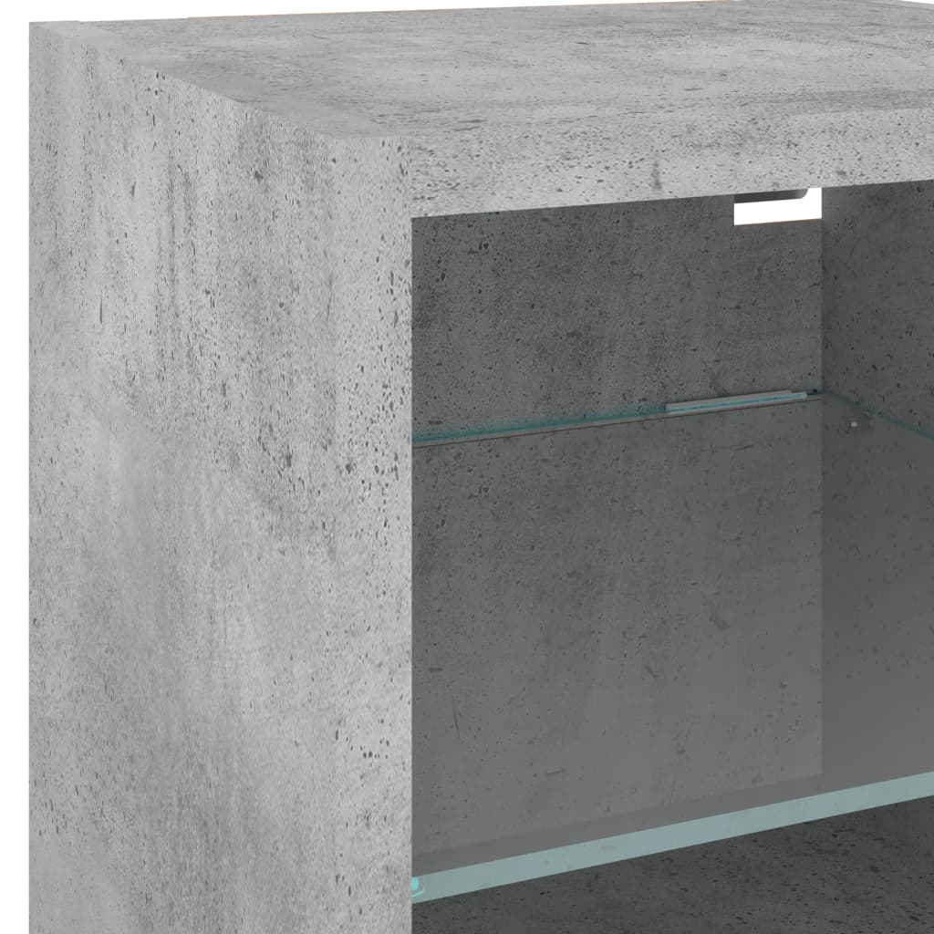 8-delige Tv-wandmeubelset met LED bewerkt hout betongrijs – afbeelding 11