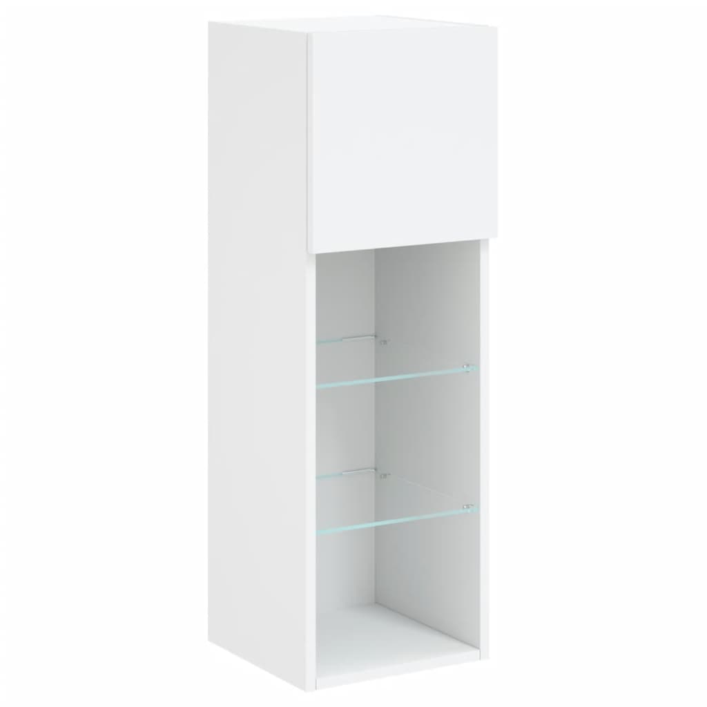 5-delige Tv-wandmeubelset met LED-verlichting bewerkt hout wit – afbeelding 9