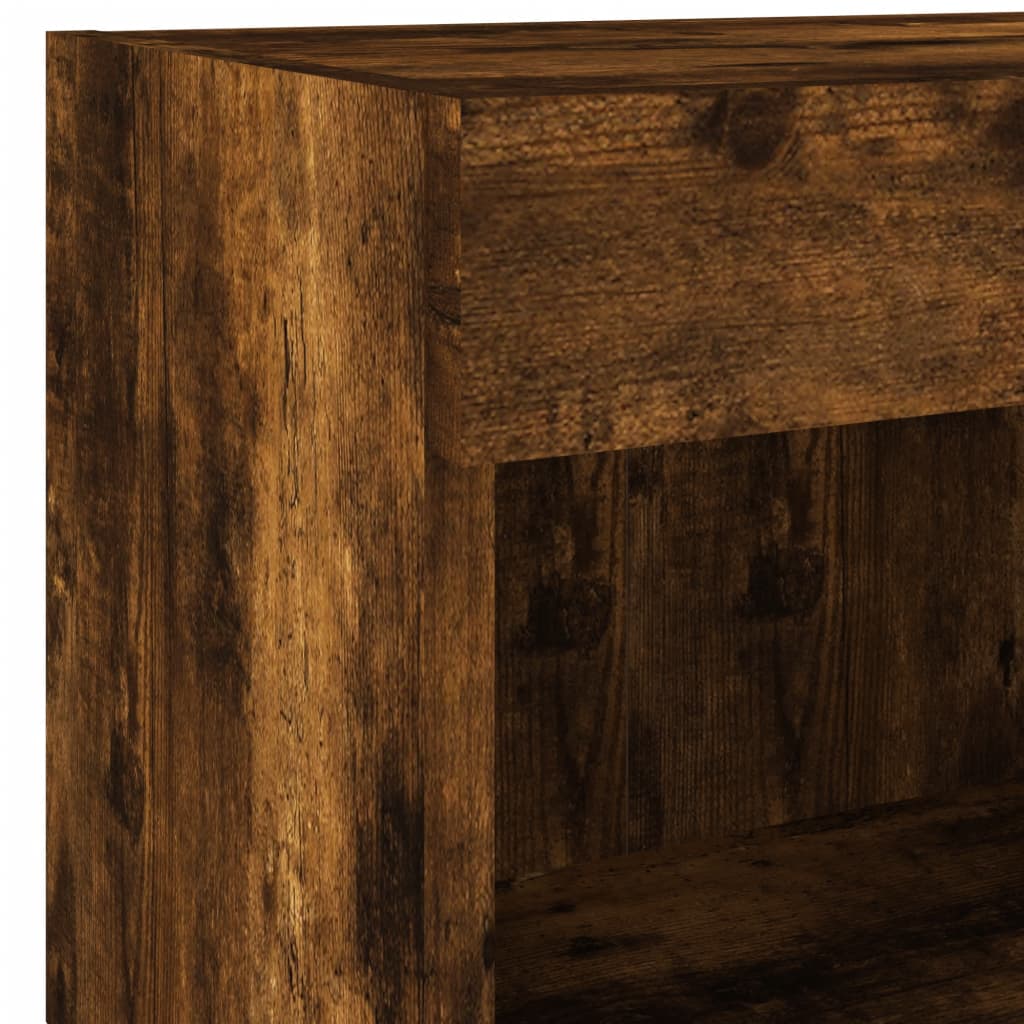5-delige tv-wandmeubelset met LED bewerkt hout gerookt eiken – afbeelding 11