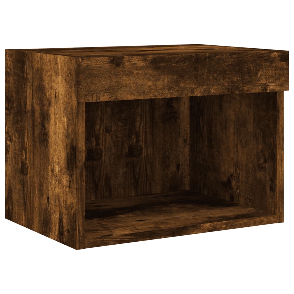 5-delige tv-wandmeubelset met LED bewerkt hout gerookt eiken – afbeelding 9