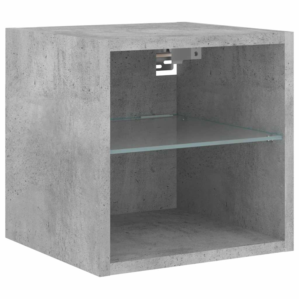 6-delige Tv-wandmeubelset met LED bewerkt hout betongrijs – afbeelding 10