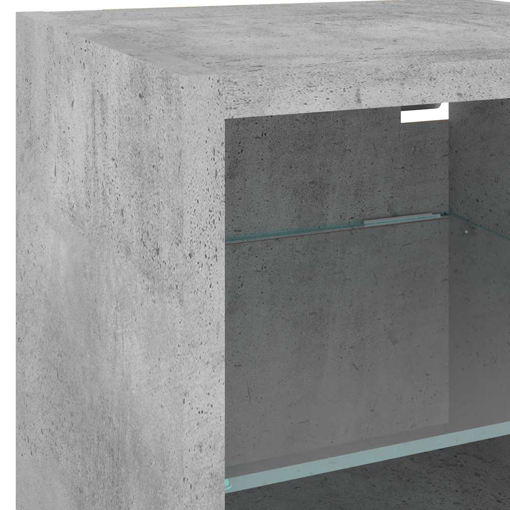 6-delige Tv-wandmeubelset met LED bewerkt hout betongrijs – afbeelding 11