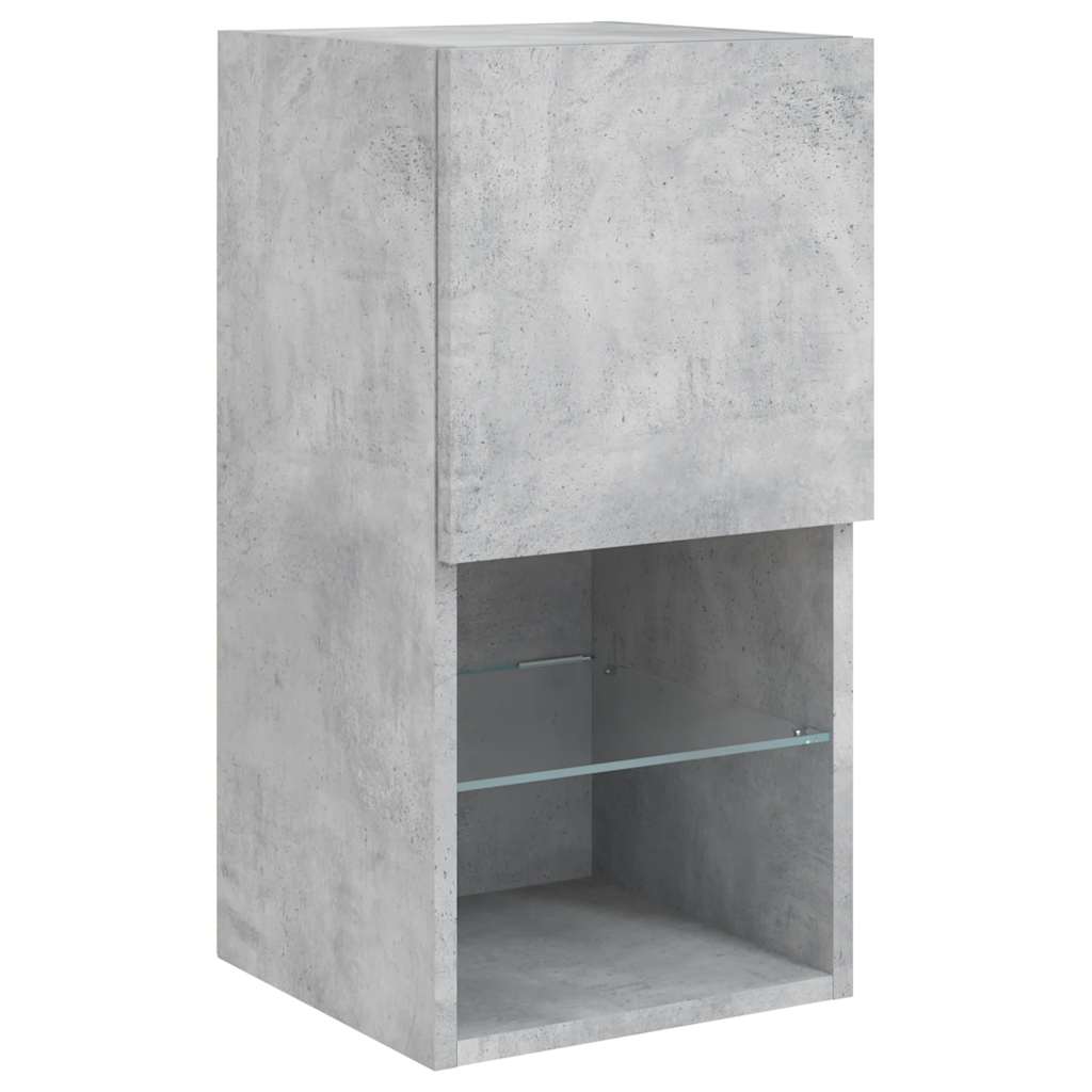 6-delige Tv-wandmeubelset met LED bewerkt hout betongrijs – afbeelding 8