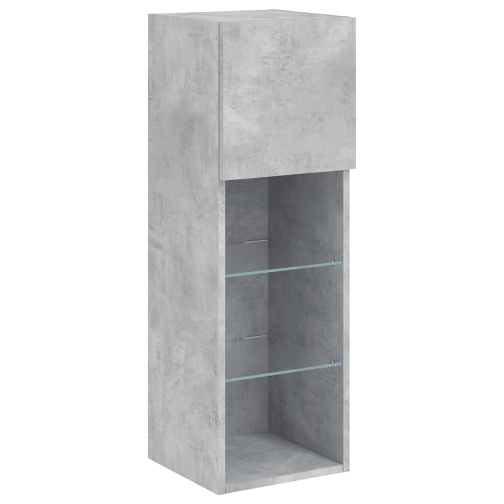6-delige Tv-wandmeubelset met LED bewerkt hout betongrijs – afbeelding 8