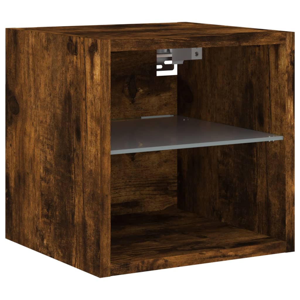 6-delige tv-wandmeubelset met LED bewerkt hout gerookt eiken – afbeelding 10