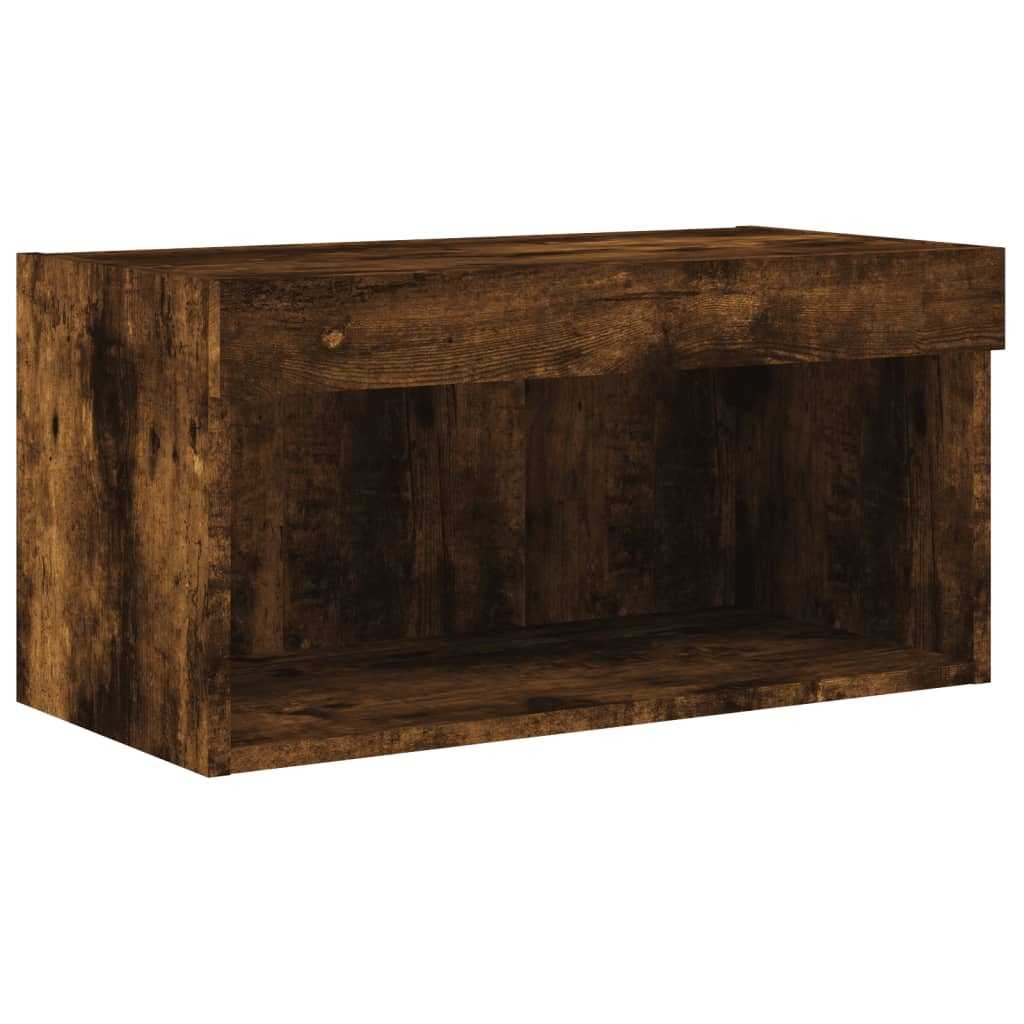6-delige tv-wandmeubelset met LED bewerkt hout gerookt eiken – afbeelding 9