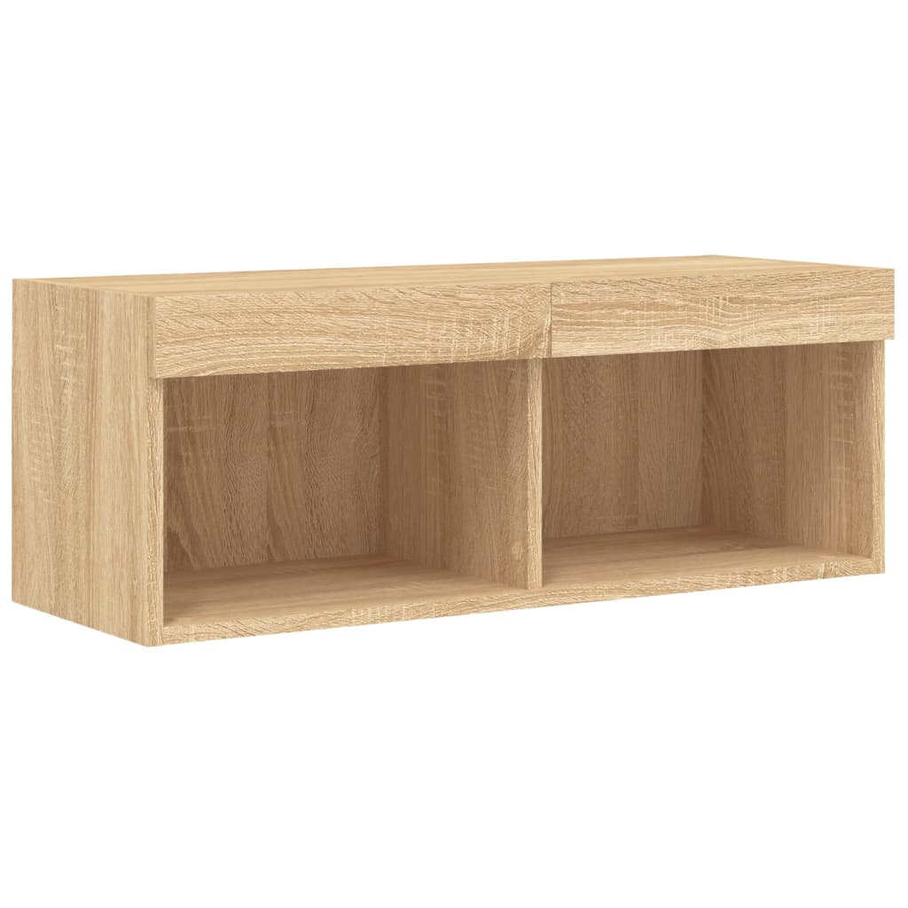 4-delige Tv-wandmeubelset met LED bewerkt hout sonoma eiken – afbeelding 10