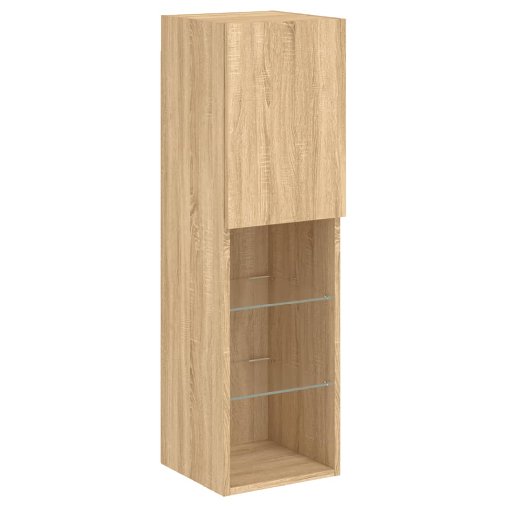 4-delige Tv-wandmeubelset met LED bewerkt hout sonoma eiken – afbeelding 8