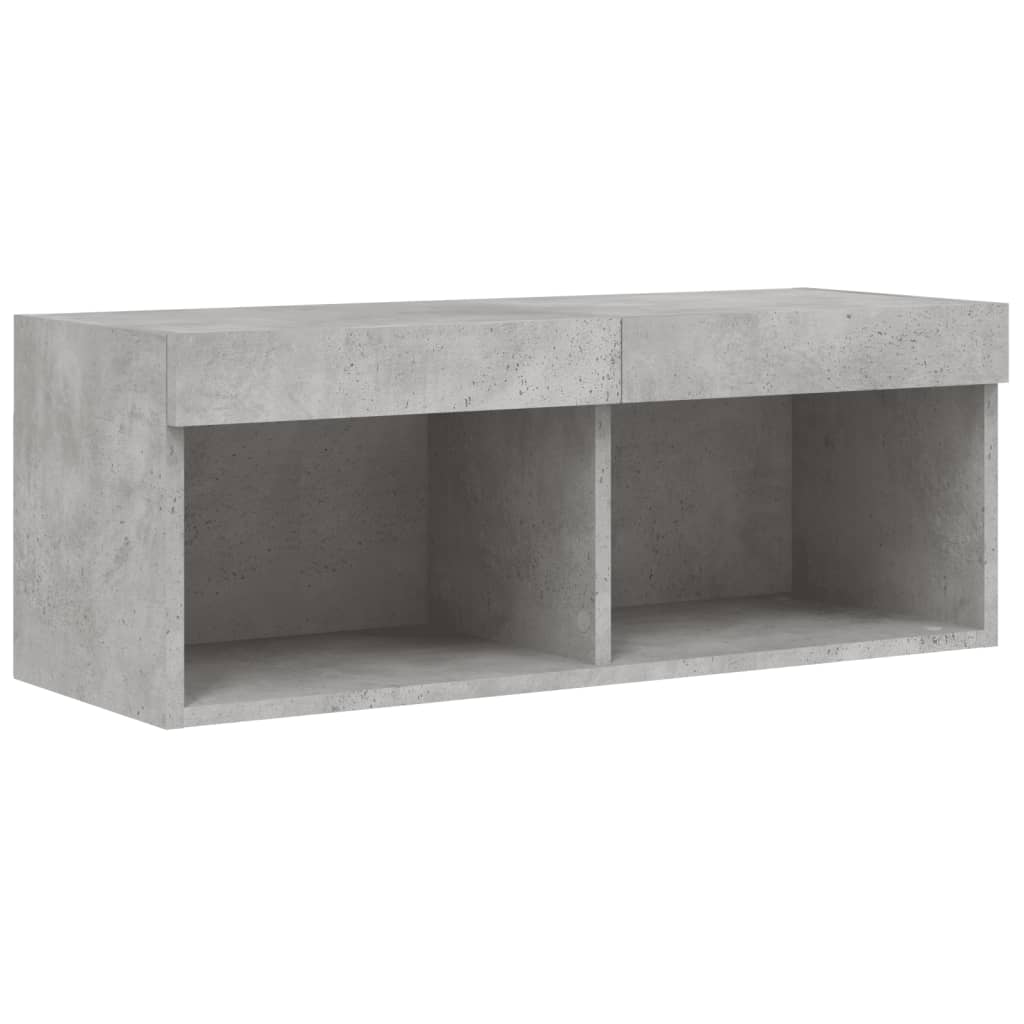 4-delige Tv-wandmeubelset met LED bewerkt hout betongrijs – afbeelding 10