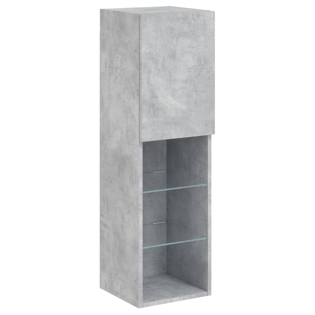 4-delige Tv-wandmeubelset met LED bewerkt hout betongrijs – afbeelding 8