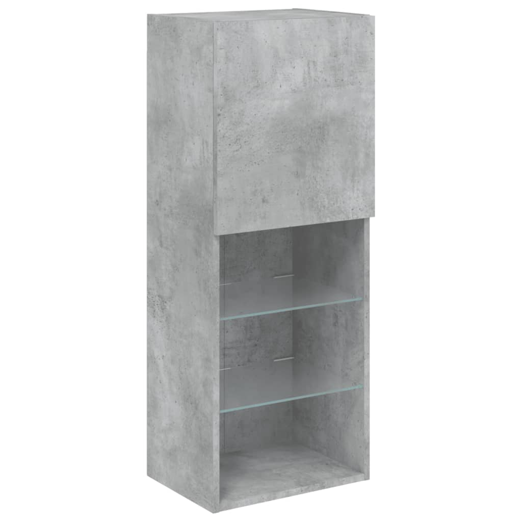4-delige Tv-wandmeubelset met LED bewerkt hout betongrijs – afbeelding 9