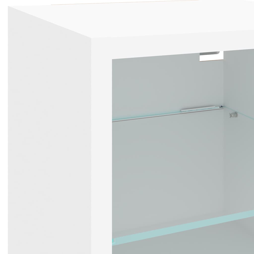 4-delige Tv-wandmeubelset met LED-verlichting bewerkt hout wit – afbeelding 12