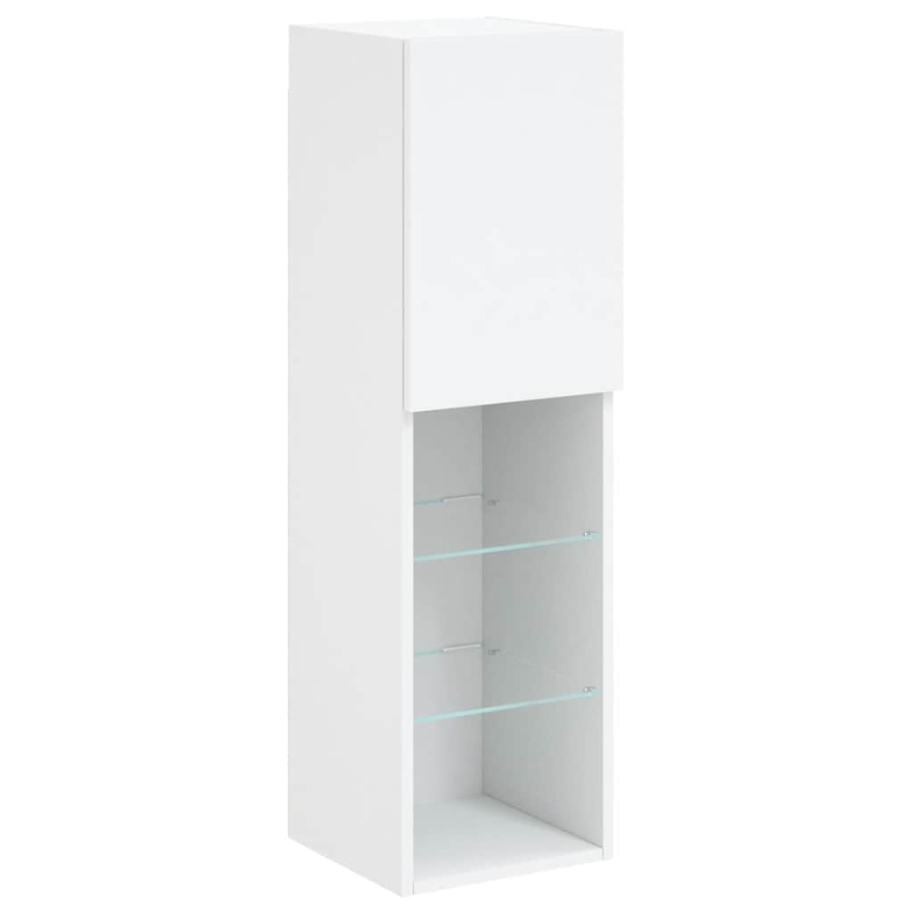 4-delige Tv-wandmeubelset met LED-verlichting bewerkt hout wit – afbeelding 8