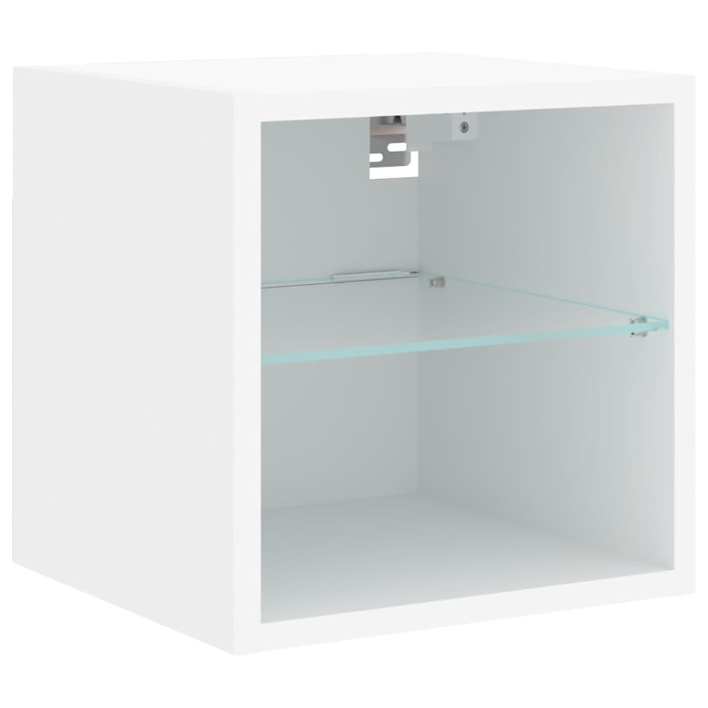 4-delige Tv-wandmeubelset met LED-verlichting bewerkt hout wit – afbeelding 9