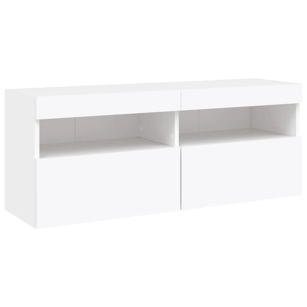 5-delige Tv-wandmeubelset met LED-verlichting bewerkt hout wit – afbeelding 10