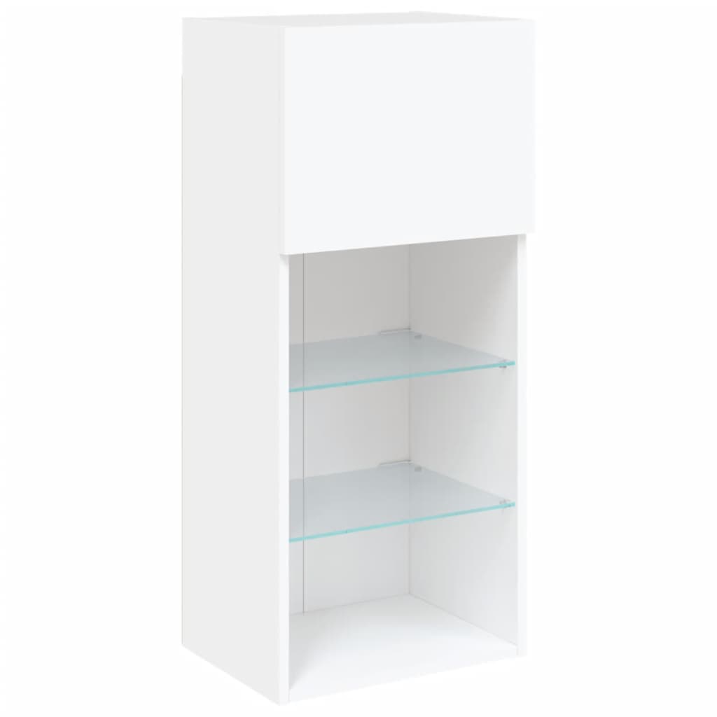 5-delige Tv-wandmeubelset met LED-verlichting bewerkt hout wit – afbeelding 8
