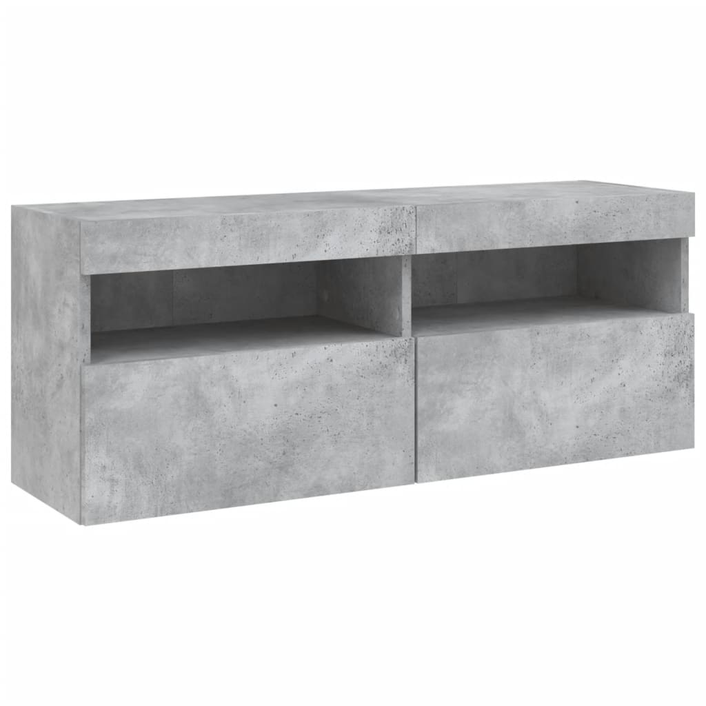 5-delige Tv-wandmeubelset met LED bewerkt hout betongrijs – afbeelding 10