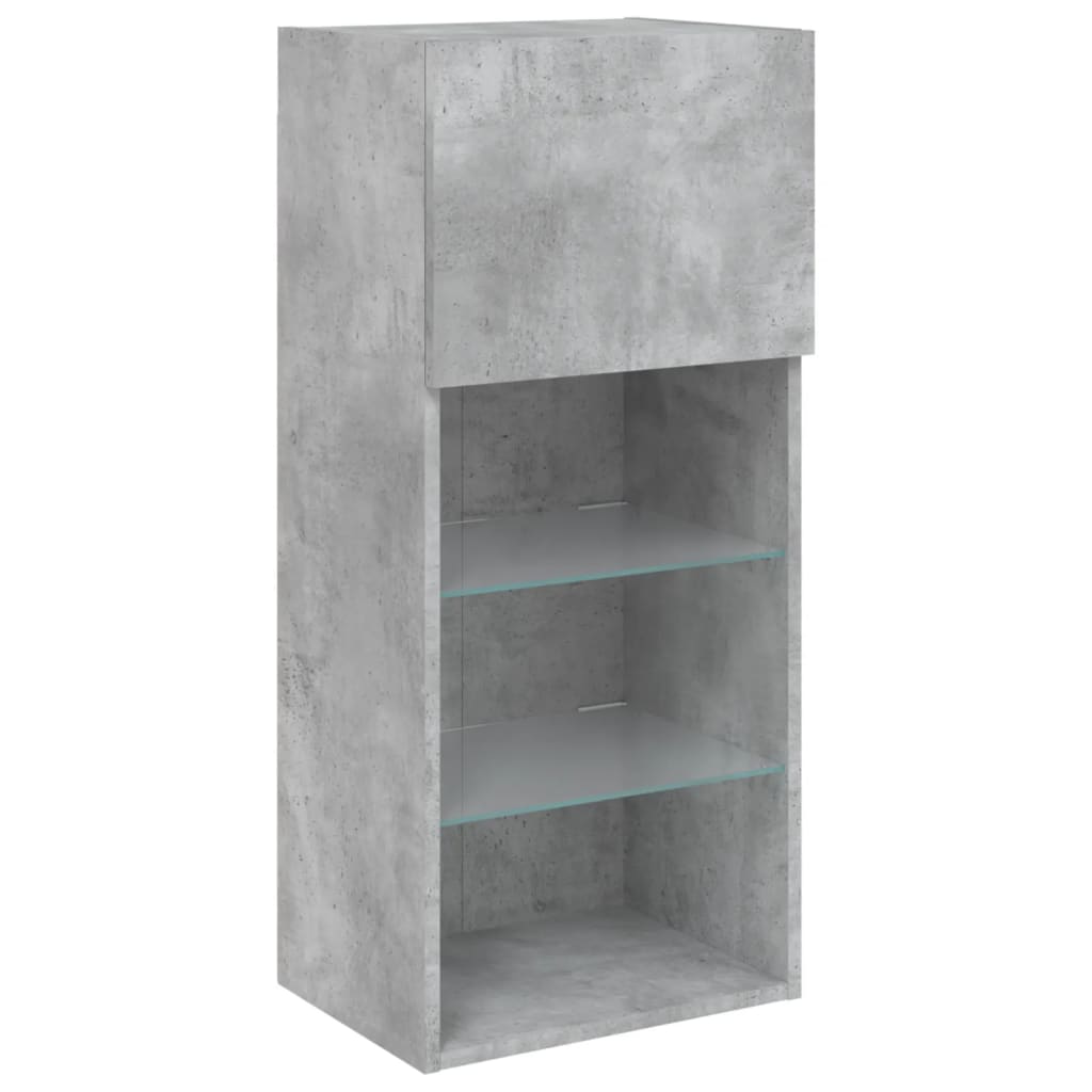 5-delige Tv-wandmeubelset met LED bewerkt hout betongrijs – afbeelding 8
