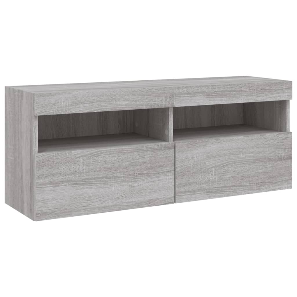 5-delige Tv-wandmeubelset met LED grijs sonoma eikenkleurig – afbeelding 10