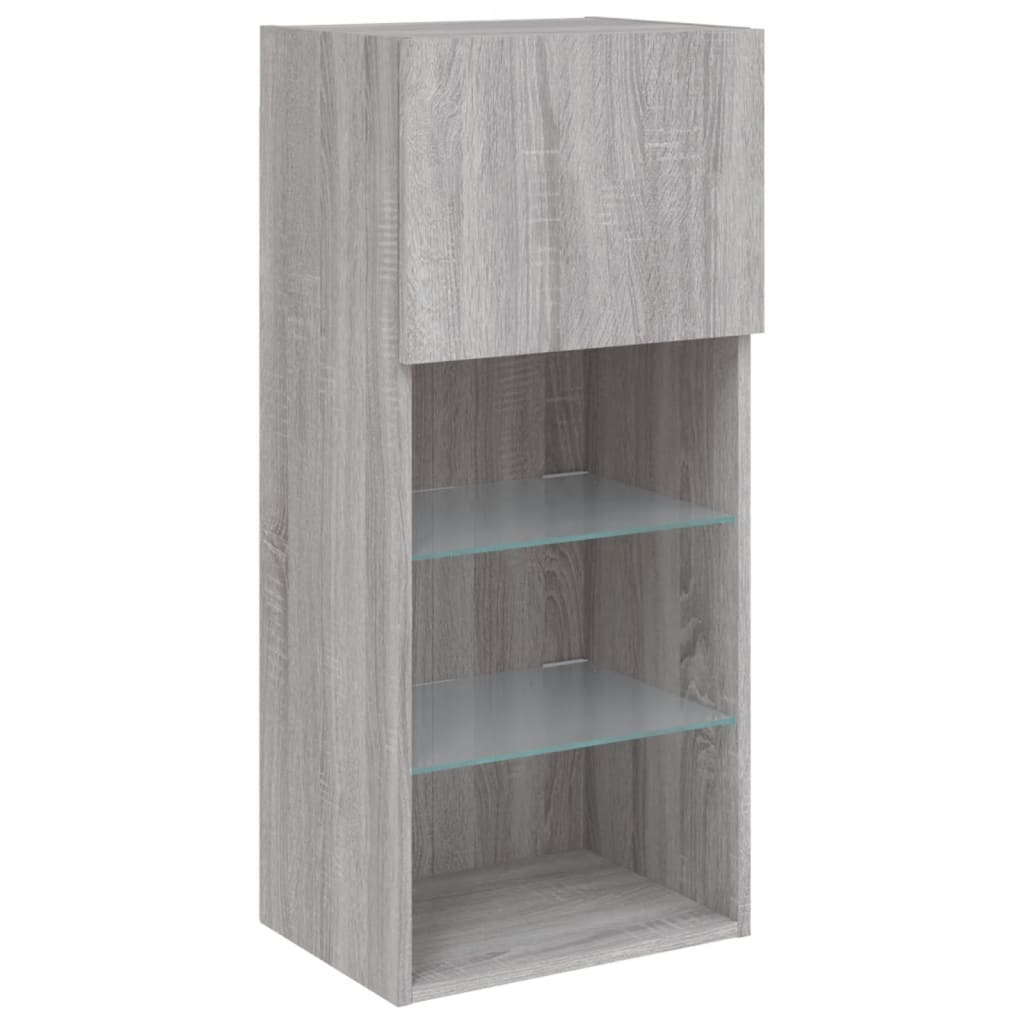5-delige Tv-wandmeubelset met LED grijs sonoma eikenkleurig – afbeelding 8