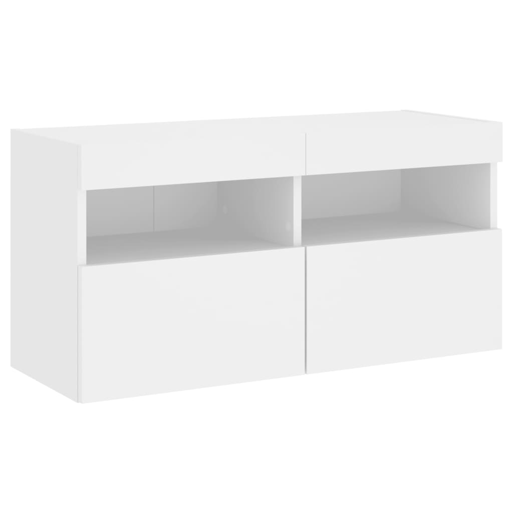5-delige Tv-wandmeubelset met LED-verlichting bewerkt hout wit – afbeelding 10