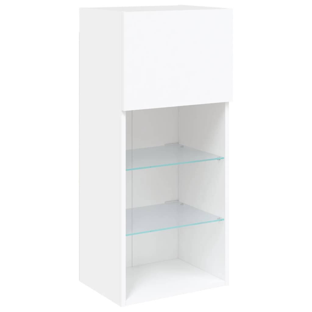 5-delige Tv-wandmeubelset met LED-verlichting bewerkt hout wit – afbeelding 8