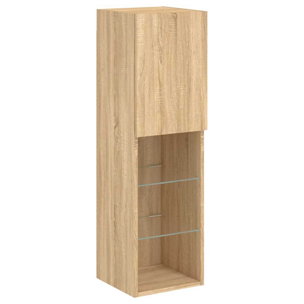 7-delige Tv-wandmeubelset met LED-verlichting sonoma eikenkleur – afbeelding 10