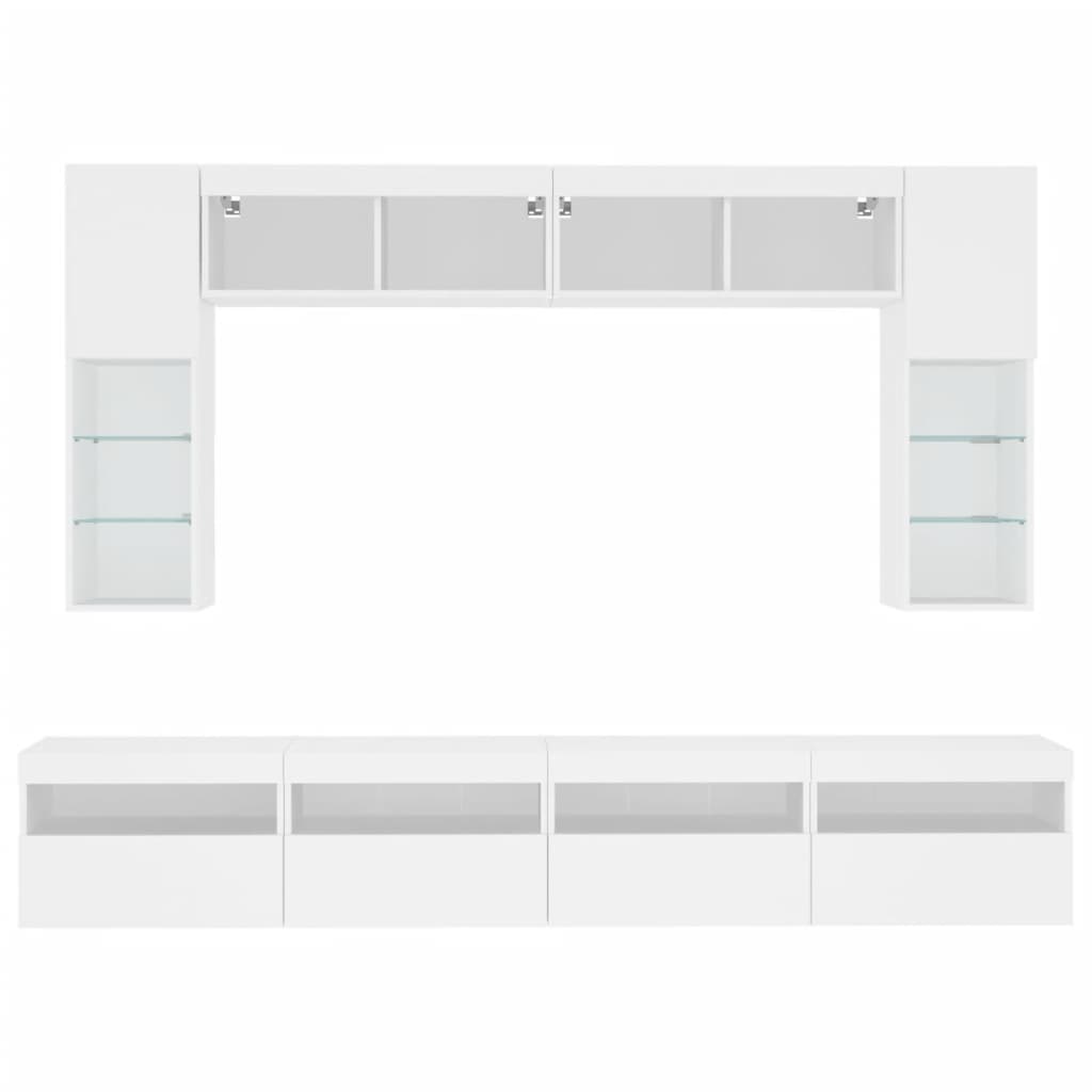 8-delige tv-wandmeubelset met LED-verlichting wit – afbeelding 7